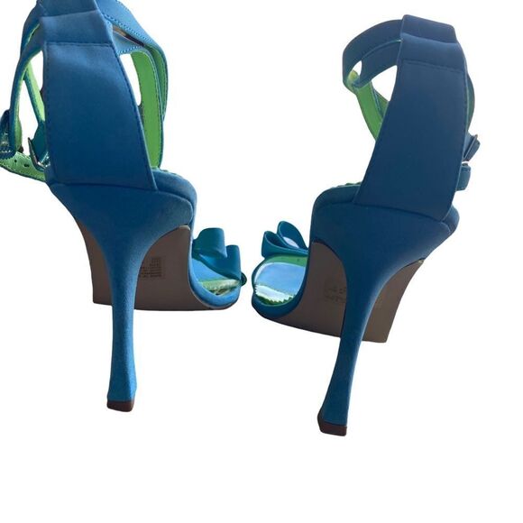 Size 9 Blue Stiletto Bow Sandal - Picture 8 of 11